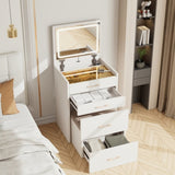 23.6'' Wide Makeup Vanity Table with Flip Top Lighted,Storage Makeup Stool,3 in 1 Vanity Desk with W2887P284271