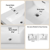 60" Wall-Mounted Bathroom Vanity with Double Sinks, Floating Bathroom Storage Cabinet with Stone W1573P211187