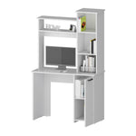 ZUN Grant White 3-Tier Storage Shelves Computer Desk B062P175110