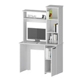 ZUN White 3-Tier Storage Shelves Computer Desk B062P175110