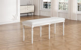 ZUN TOPMAX Vintage Traditional 50.4inch Upholstered Dining Bench with 6 Solid Wood Legs, Cream N717P170409D