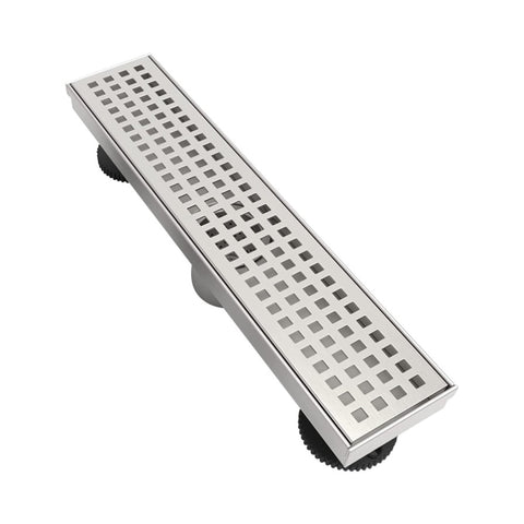 ZUN 12 Inches Linear Shower Drain with Removable Quadrato Pattern Grate, 304 Stainless Shower Drain W928P199565