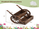 Carbonized Fir Wood 2-Tier Wagon Planter, Drainage Holes Ladder Plant Cart for Balcony Garden 42144106