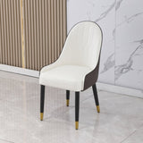 ZUN Dining Chair with PU Leather White and brown metal legs W509P167718