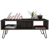 Vassel Coffee Table, Hairpin Legs, Two Shelves -Espresso B20091996