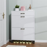 Shoe Storage Cabinet for Entryway, Free Standing Shoe Organizer with 2 Flip Drawers, Hidden Shoe 63092686