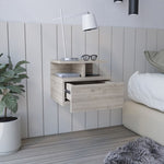 ZUN Adele Floating Nightstand with Drawer and Open Storage Shelves B200P188832