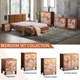 ZUN Brown MDF Veneer + Solid Wood Frame 80*40*90cm 4-Drawer Chest Bohemia 79142316