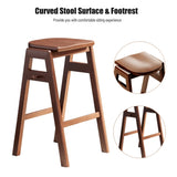 ZUN 3 PCS Pub Dining Set Retro Bar Table Rubber Wood Stackable Backless High Stool for 2 with Shelf and W69165658