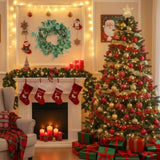 2PCS Set Christmas Wreath Eucalyptus Candle Rings 14.2in Green Artificial plants Home Door Decor 64144945