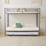Twin Over Twin Bunk Bed with Trundle, Triple Bunk Beds for Kids Teens Adults, Metal Bunk Bed with 95087279