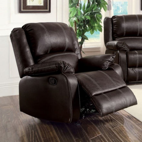 ZUN ACME Zuriel Motion Rocker Recliner, Brown Synthetic Leather LV52282