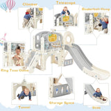 ZUN Kids Slide Playset Structure, Freestanding Castle Climbing Crawling Playhouse with Slide, Arch PP300683AAK