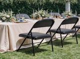 2 Pack Folding Chair Leather Padded Seat Portable Chair, Black 41007323