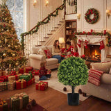 2PCS Set 22in Artificial Trees Natural Full Bodied Artificial Topiary Ball Plants for Outdoor Front 27579461