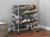30-Pair 5-Tier Metal Mesh Shoe Rack Organizer, Black 07528698