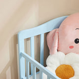Single-layer vertical board with side guardrails, blue, 135*75*62.5cm, pine, children's wooden bed 60704776