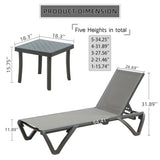 ZUN Patio Chaise Lounge Chair Set of 3,Outdoor Aluminum Polypropylene Sunbathing Chair with 5 Adjustable W1859109841