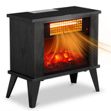 ZUN 15" Electric Fireplace Heater, Freestanding Wooden Fireplace Stove with 3D Realistic Flame, 00157505