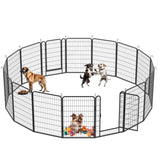 ZUN 16 Panels Heavy Duty Metal Playpen with door,39.37"H Dog Fence Pet Exercise Pen for Outdoor 36371520