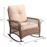 Rattan rocking chair with sparse backrest, brown rattan, beige cushion 01872444