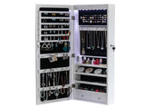 Non Full Wooden Wall Mounted 4-Layer Shelf, 2 Drawers, 8 Blue LED Lights, Jewelry Storage 87850025