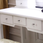 ZUN FCH With Light Bulb Single Mirror 5 Drawer Dressing Table White=61588080,60709581 72228893