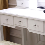 ZUN FCH With Light Bulb Single Mirror 5 Drawer Dressing Table White=61588080,60709581 72228893