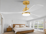 Hot sales 42 Inch Indoor Ceiling Fan With Dimmable LED Light 3 Solid Wood Blades Remote Control W2991P522816