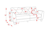 82" Genuine Leather match Two-Over-Two Sofa Living room coach Transitional sofa - Honey Brown W1896P175676