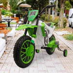 ZUN 12V Kids Ride on Toy Motorcycle, Electric Motor Toy Bike with Training Wheels for Kids 3-6, Green W2181137974