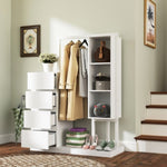 ZUN Wardrobe with Hanging Rack & Shelves, 4 Drawers Wardrobe with Storage Shelves for Bedroom, Wardrobe W331P235143