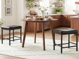 Set of 2 Black Backless Bar Stools, Ergonomic Saddle Seat with 3.5" Thick Cushion & Built-in 50501395