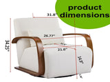 Cream Upholstered 360&deg Swivel Accent Chair Solid Wood Curved Arms, Mid-Century Modern Design, 88497152