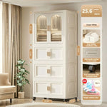 ZUN 25.59" Side Wide Folding Wardrobe , 25.59"×15.75"×70.87 ", with Magnetic Door, Plastic Storage 49014022