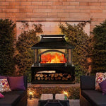 ZUN 37-Inch Rectangular Metal Outdoor Wood place - Outdoor Fireplace with Built-in Log 58403739