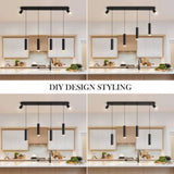 ZUN Angelina 6 - Light Matte Black Kitchen Island Pendant[No Bulb][Unable to ship on weekends, please 82077790