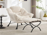 Lazy Chair with Ottoman, Modern Lounge Accent Chair with Armrests and a Side Pocket, Leisure W640P271553