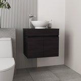 Vessel Sink Vanity Manchester, Two Drawers and Open Shelf, Black B200P313692