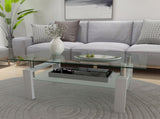 White Coffee Table, Clear Coffee Table, Modern Side Center Tables for Living Room, Living Room 12684075