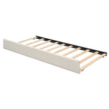 Twin Size Upholstery Daybed with Storage Arms, Trundle and USB Design, Beige 06512731