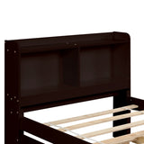 Twin Bed with Trundle,Bookcase,Espresso 74037442