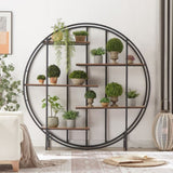 Round 5-Tier Metal Plant Stand bookcase storage rack, Indoor Living Room Terrace Garden Balcony W116290852
