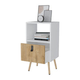 White and Macadamia Open Shelf Tall Nightstand B062P175195