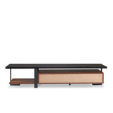 Walnut and Black 2-Drawer TV Stand with 1 Shelf B062P215423