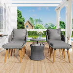 ZUN K&K 5 Pieces Patio Furniture Chair Sets, Patio Conversation Set With Wicker Cool Bar Table, WF324995AAG
