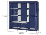 71" Portable Closet Wardrobe Clothes Rack Storage Organizer with Shelf Blue 84636612