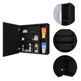 ZUN Minsk Medicine Cabinet, Mirror, Two External Shelves, Single Door Cabinet, Three Interior Shelves B128P148749