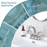 Bathroom Faucet 2-Handle Brushed Nickel with Aerator, Swan Style 4-inch Centerset Vanity Sink with T3177P277547