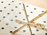 Golden Dining Table with cross metal leg and glass,Modern Space Saving Kitchen Table for Living Room W234P185627